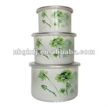 enamel bowl sets with PP lid